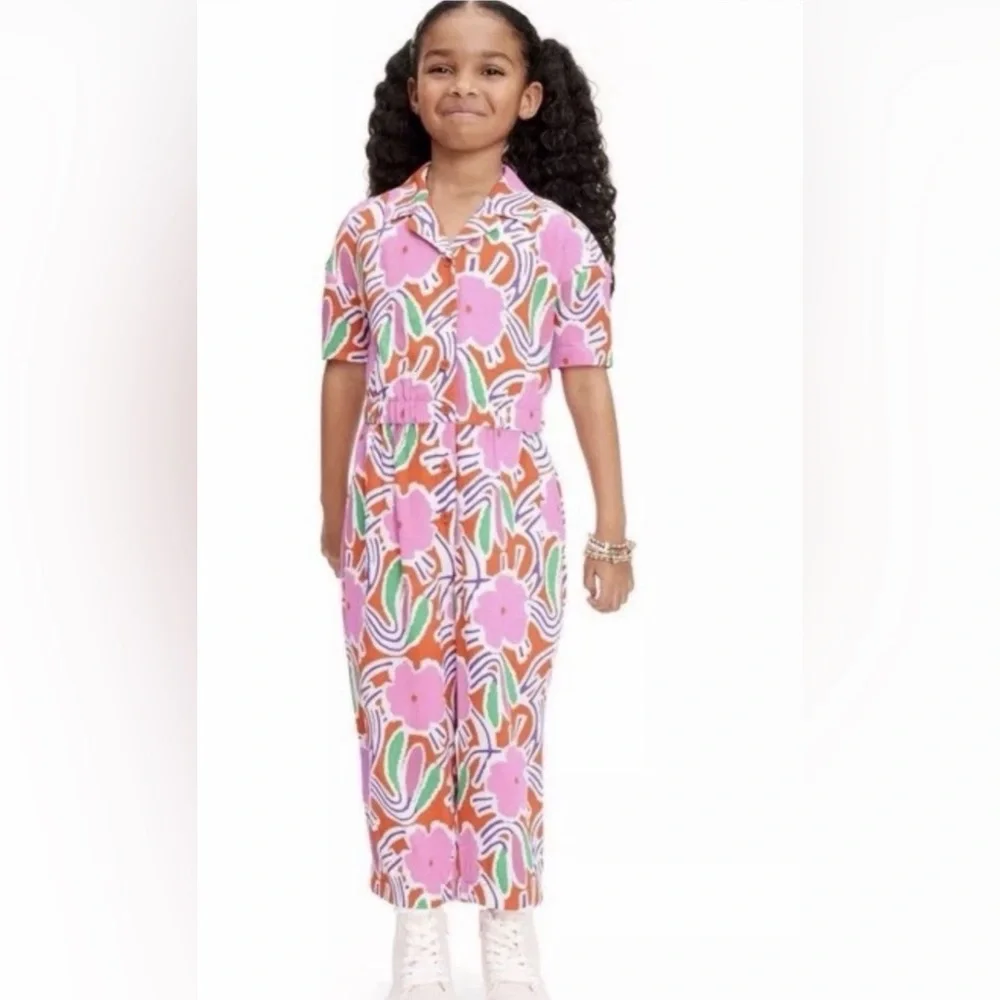 Diane Von Furstenberg XS 4-5 Girls Pink Floral Groove Button Front For Target